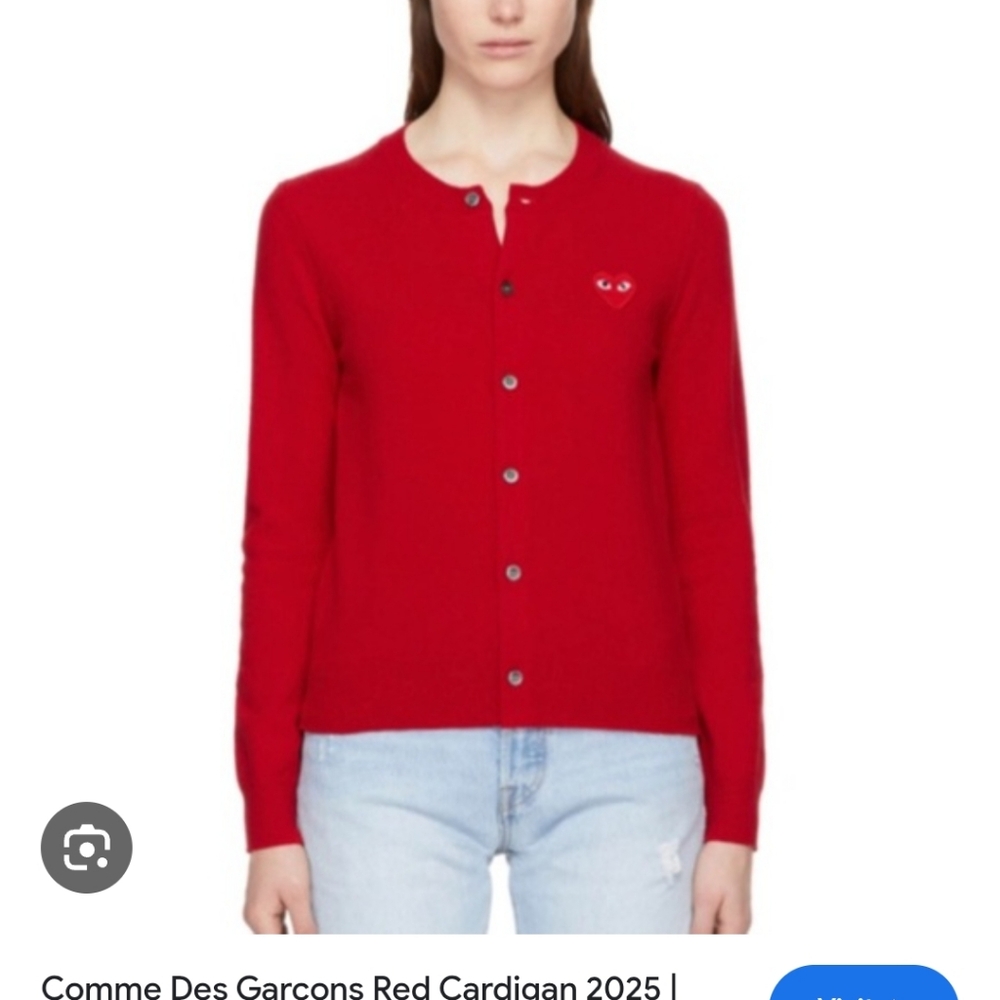 Comme des garcons heart cardigan Red